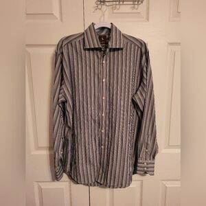 Tailorbyrd striped men's long sleeve button up shirt size Large